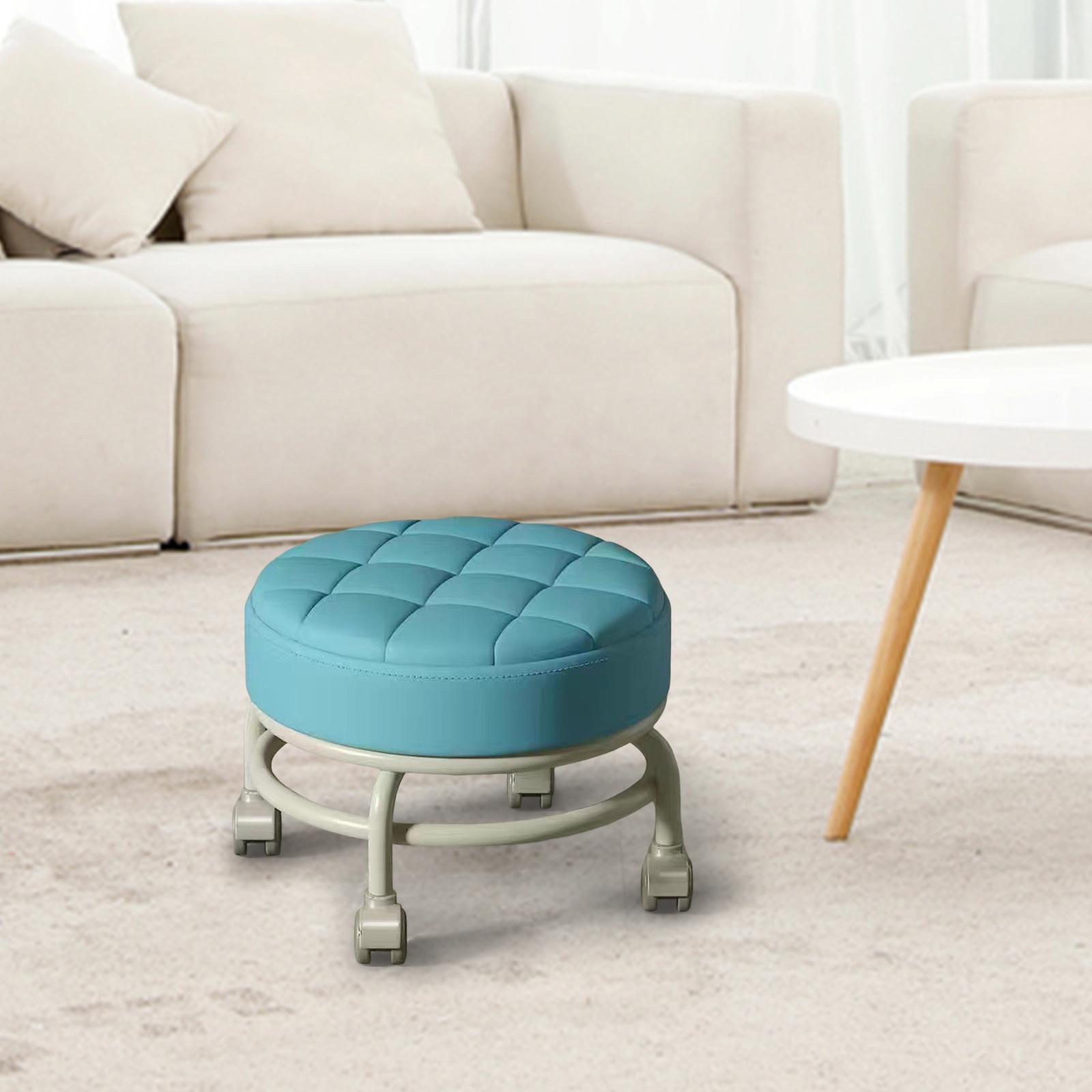 

360° Rotating Roller Stool Comfortable Sturdy Pedicure Stool Movable Mini Stool for Home Library Living Room Office синий