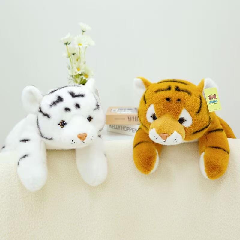Simulation Cute Lying Down Tiger Doll Plush Toy White Tiger Doll Boy Throw Pillow Birthday Gift Grab Machine Doll