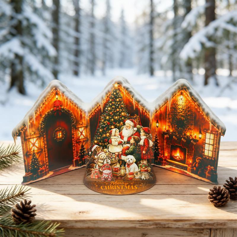 Weihnachts 3D Aufklappkarten Weihnachtsbaum Weihnachtsmann Schneemann Thema Kreatives Urlaubsgeschenk Partygeschenke Dekorationen Heim Schreibtisch Ornamente