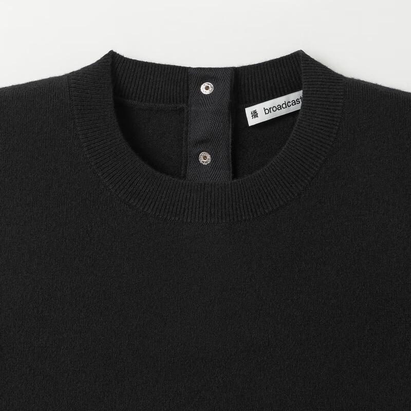 Broadcast Women's Black Round Neck Short Sleeve A-Line Midi Dress