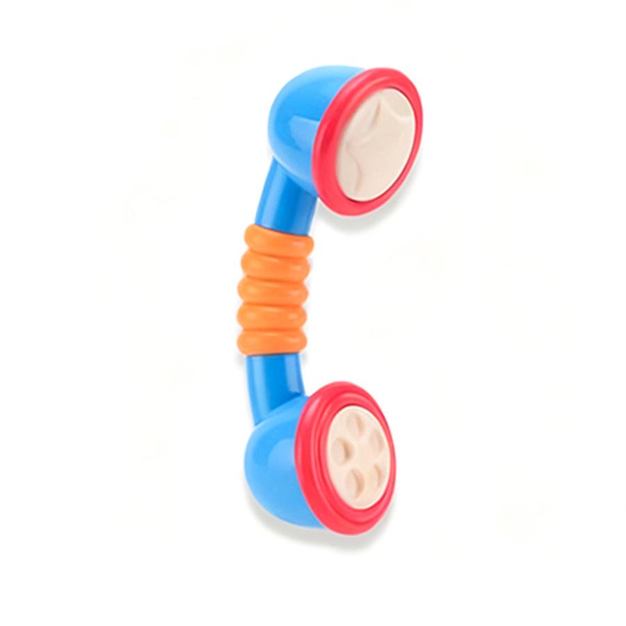 Plastic Toy Telephone for Children 0-3: Grip, Sensory & Auditory Training синий