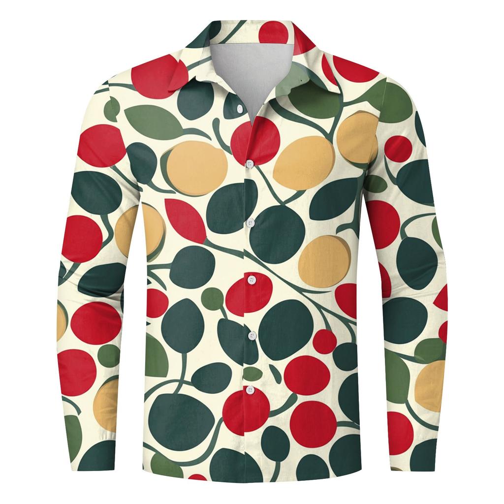 Pánská ležérní košile volného střihu s dlouhým rukávem Módní košile s klopou