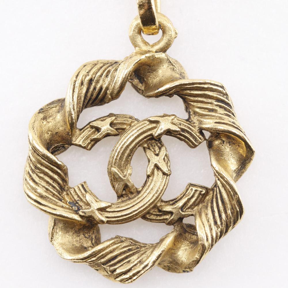 CHANEL COCO Mark Necklace vintage Plated Gold 7.5g Women Used