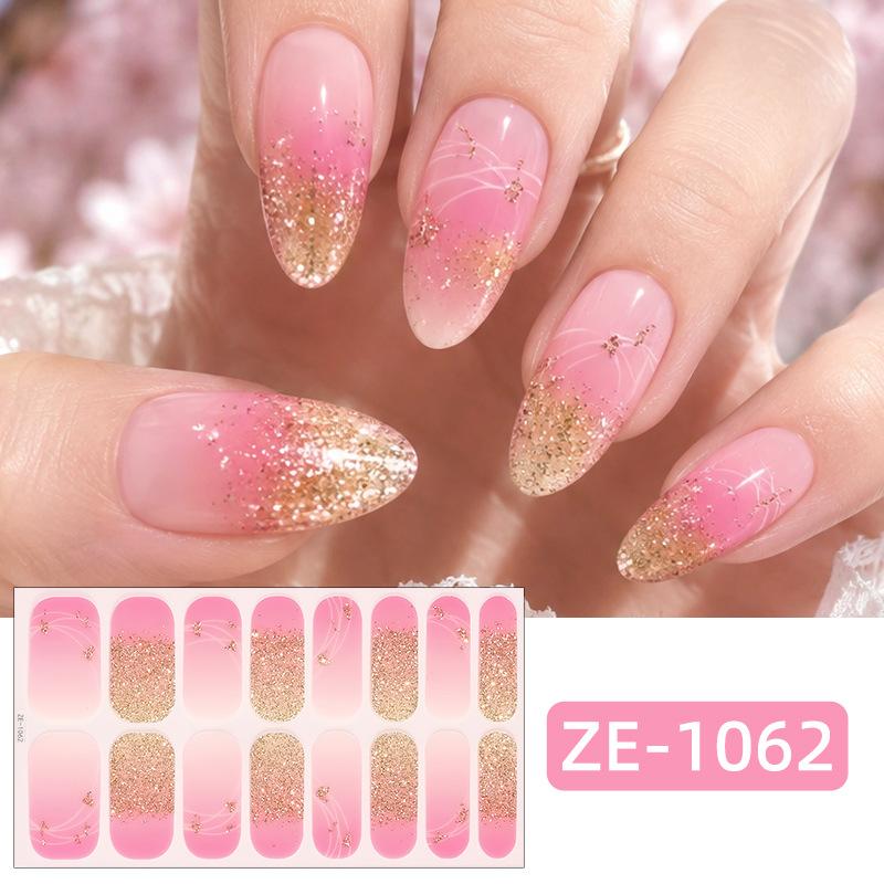 New Maple Leaf Pink Hot Stamped Gold Nail Stickers 3D Ombre Grass Fresh Style Nail Stickers