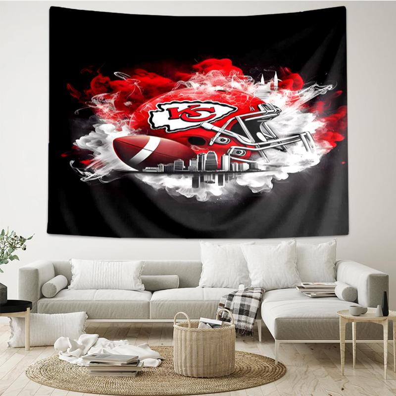 1PC City Chiefs Emblem Printed Tapestry Room Decoration Wall Hanging for Living Room Bedroom, dormitory, Birthday and Christmas gifts