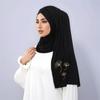 New Jersey Modal Scarf Hijab for Woman Gold Sprinkling Plain Soft Long Shawls Islam Headwraps Ramadan Prayer Turban