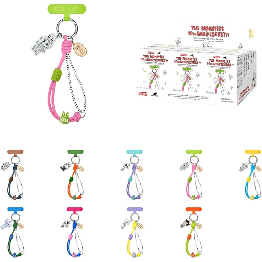 Pop Mart The Monsters 10th Anniversary Phone Charm 1 Piece Blind Box Figure Premium Toy Original Character