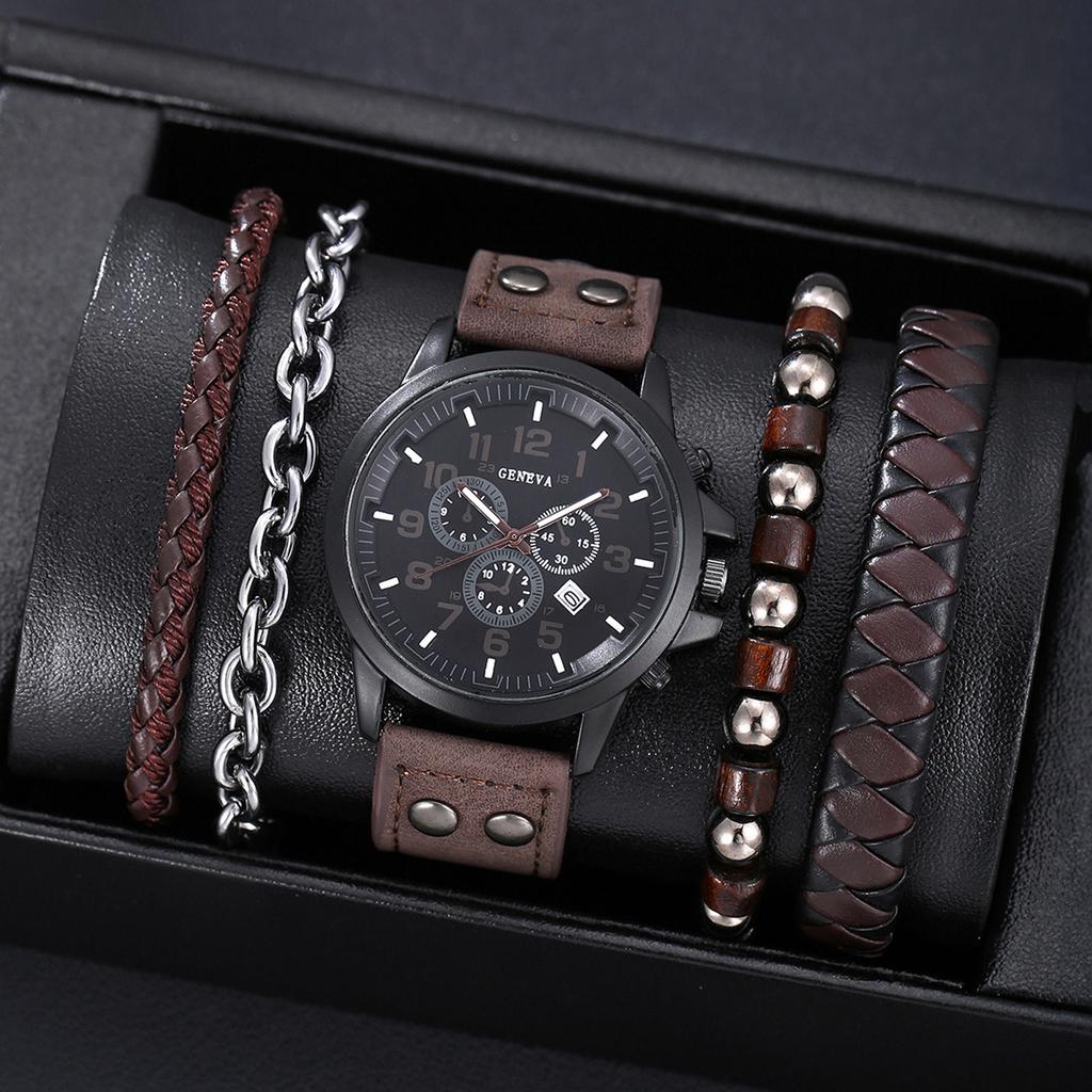 Men's Casual Business Quartz Watch Set, Watch Accessory Set