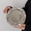 Silver Stainless Steel Cake Tray Round Mirror Surface Dessert Plate for Restaurant Buffet Food Display