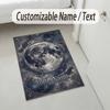 Moonlit Cat Theme Soft Crystal Velvet Rug Custom Name & Text Print Non Slip Floor Rug for Bedroom Living Room