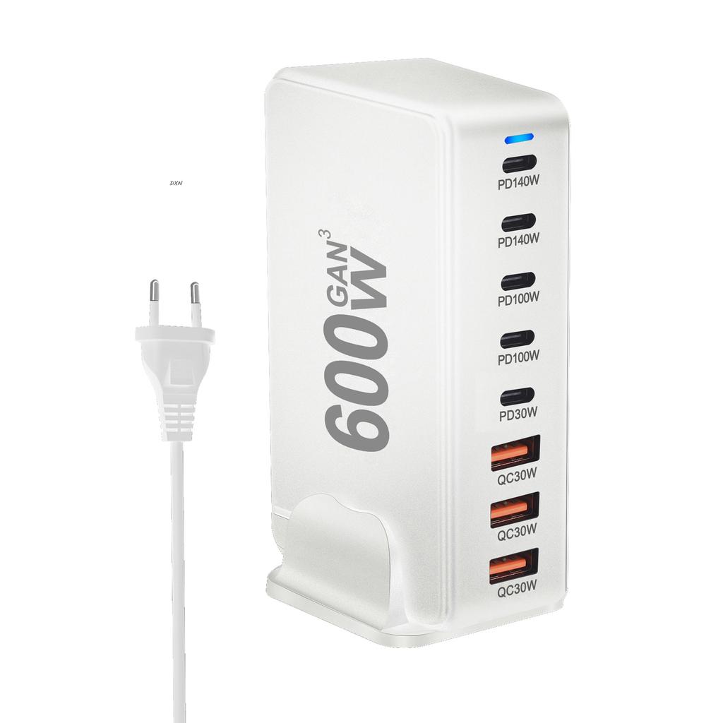 600W GaN 8-Port Ladegerät Typ C PD3.1 Adapter Schnellladestation für iPhone 16 15 Samsung Xiaomi Huawei Tablet Dropshipping