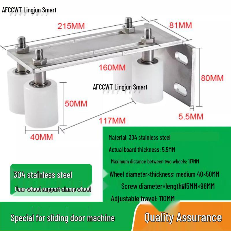 Elektrisk skjutdörr 201 Massivkärna Rostfritt stål 304 Dubbelspårig skena med expansionsskruvar