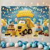 Baugeburtstag Party Banner, Bagger Bulldozer Polyester Hintergrund für Zuhause