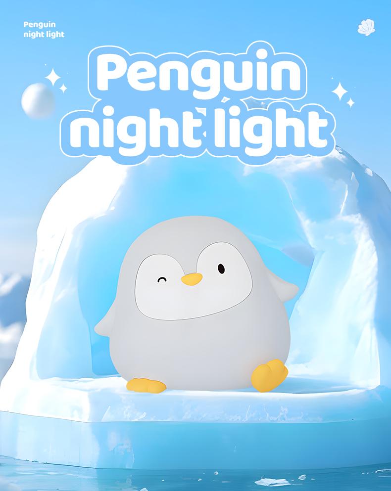Cartoon Penguin Silicone Lamp Rechargeable LED Night Light Two-level Dimming Timer Off Sleep Light for Room Decoration