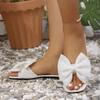 Female Summer Wear New Bow Slippers Fashion Home Flat Bottom Non-slip Fairy Wind Word Soft Bottom Sandals