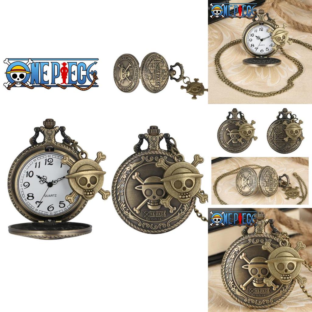 Anime One Piece Luffy Quarz Taschenuhr Retro Design Mit Prominentem Logo Perfektes Geschenk Für Fans Leicht Und Tragbar Multifunktional