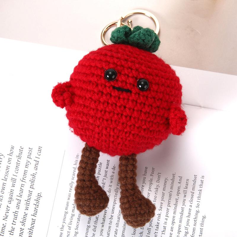 Funny Bread Doll Series Crochet Keychain Handmaking Crochet Hamburger Keyrings Creative Knitted Doll Gifts Knitting Keyrings
