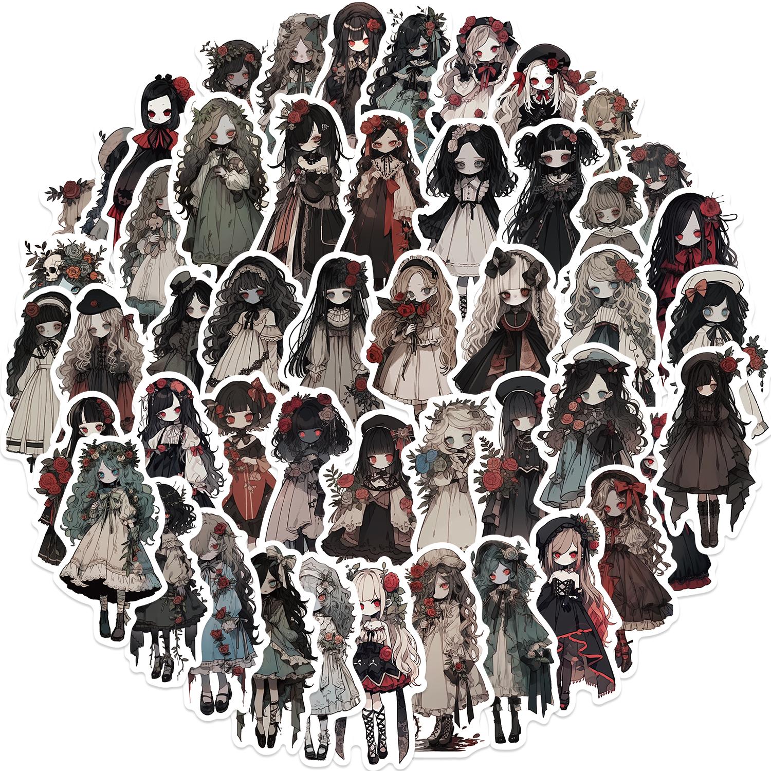 50 Pièces Autocollants Filles Vampires Décalcomanies Sombres Pour Graffiti DIY Ordinateur Portable Bagages Skateboard Imperméable Horreur Anime Autocollant Jouets