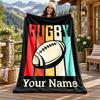 England rugby Custom Name Flannel Blanket Personalized Soft Warm Plush Throw Blanket Customized Gift for Family Friends