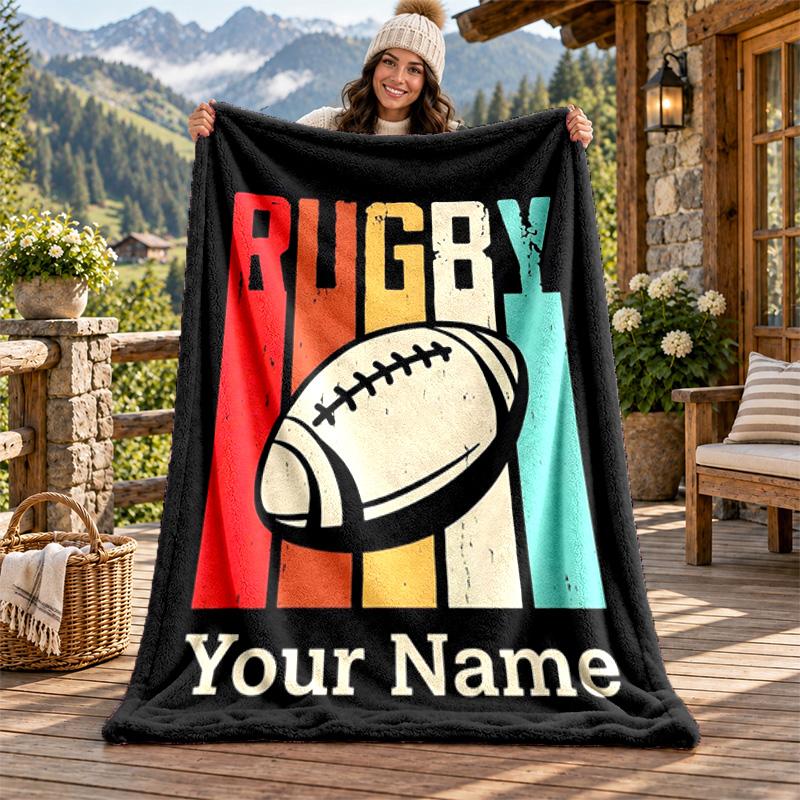 England rugby Custom Name Flannel Blanket Personalized Soft Warm Plush Throw Blanket Customized Gift for Family Friends