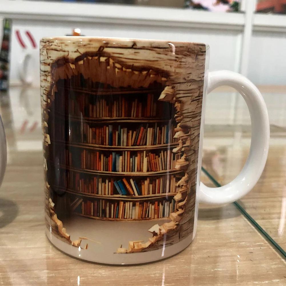 3D Bookshelf Mug Creative Room Design Ceramic Bookshelf Coffee Cup Bookshelf Coffee Mug Library Shelf Mug Gifts for Book Lovers