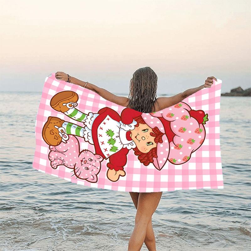 1pc Strawberry Princess6 Beach Towel, Beach and Seaside Swimming Pool Equipment, Fashion Pattern, Rectangular, Travel Essentials