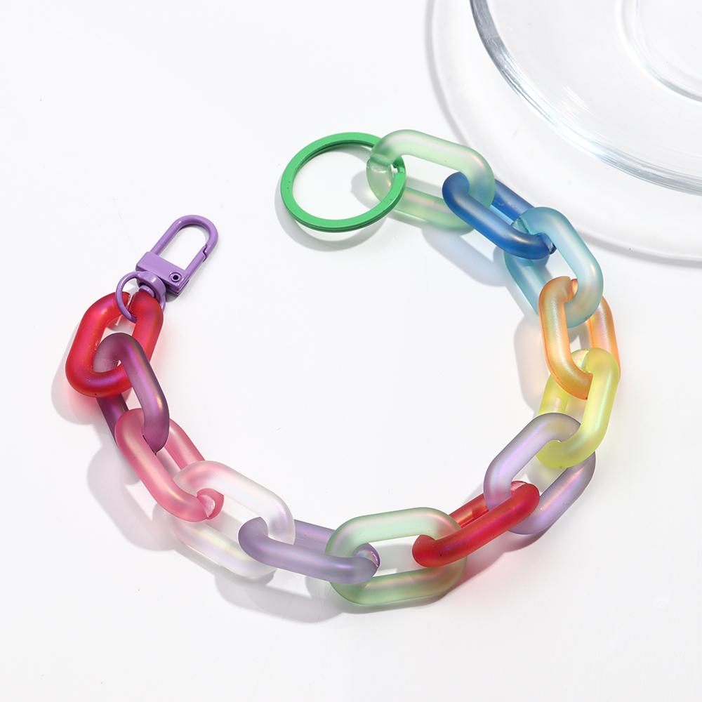 Colorful Acrylic Plastic Link Chain Keychain Creative Handmade Anti-lost Phone Key Ring For Women Girls DIY Jewelry Gifts