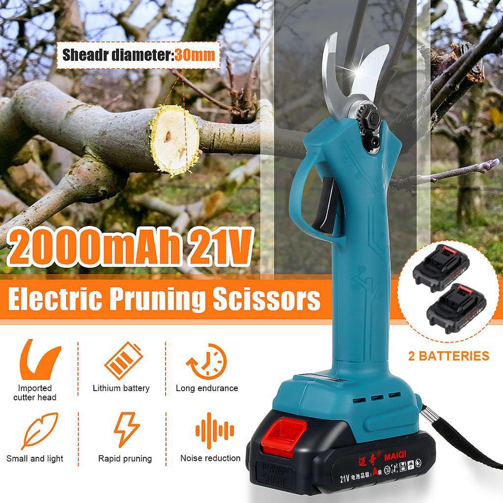 Akumulatorowe Elektryczne Akumulatorowe Nożyce do Przycinania Sekator Obcinak do Gałęzi 2 Akumulatory Li-Ion 21V Elektryczne Narzędzie do Przycinania Owoców