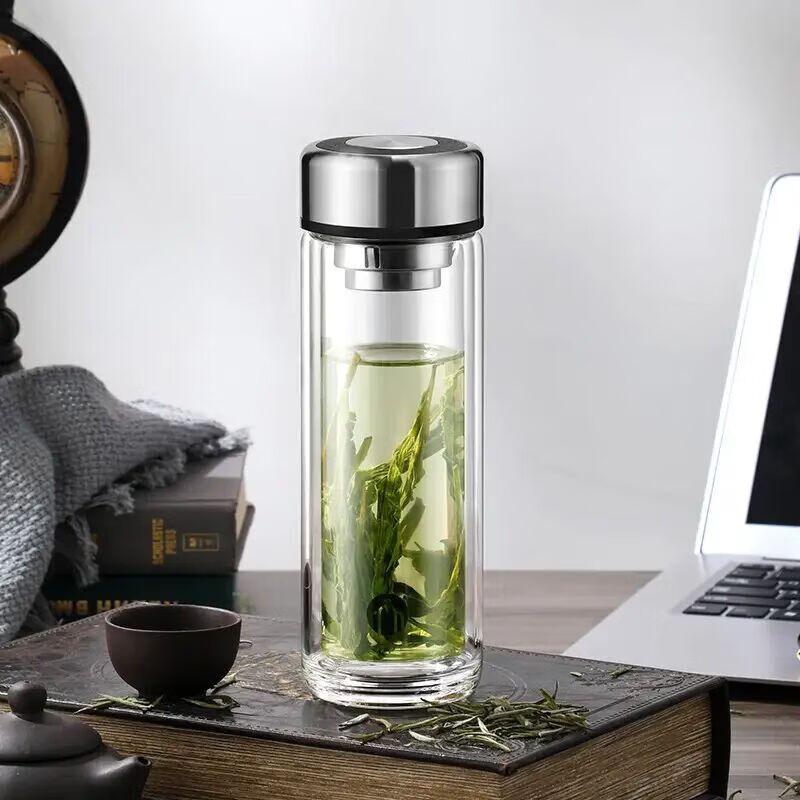 Fuguang Cha Ma Shi Double Wall Glass Tea Infuser Bottle