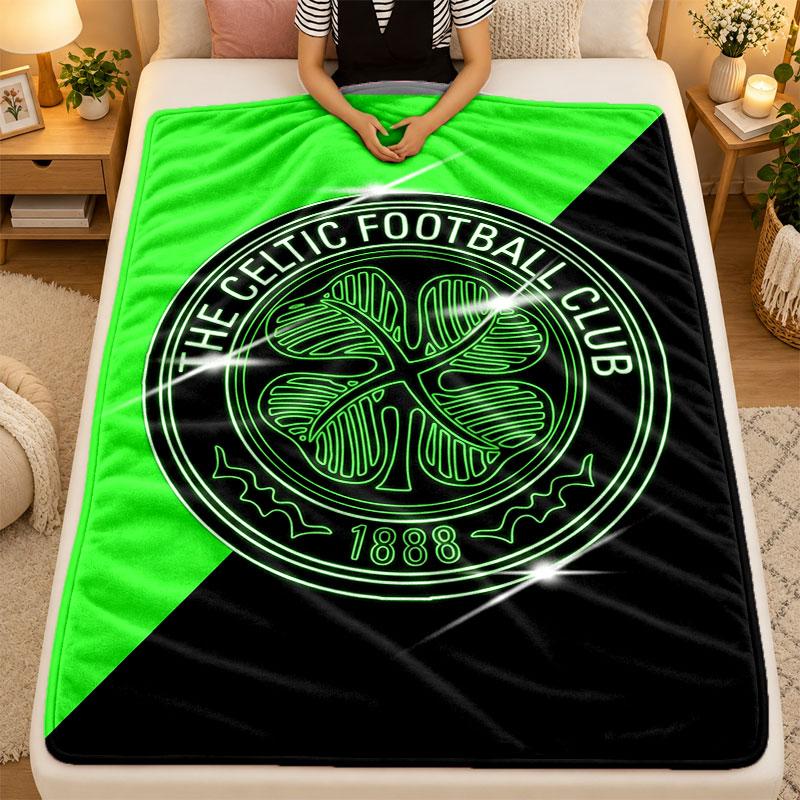 Flannel BlanketCeltic FC Warm Soft Throw Blanket for Indoor Sofa Bed Living Room Use