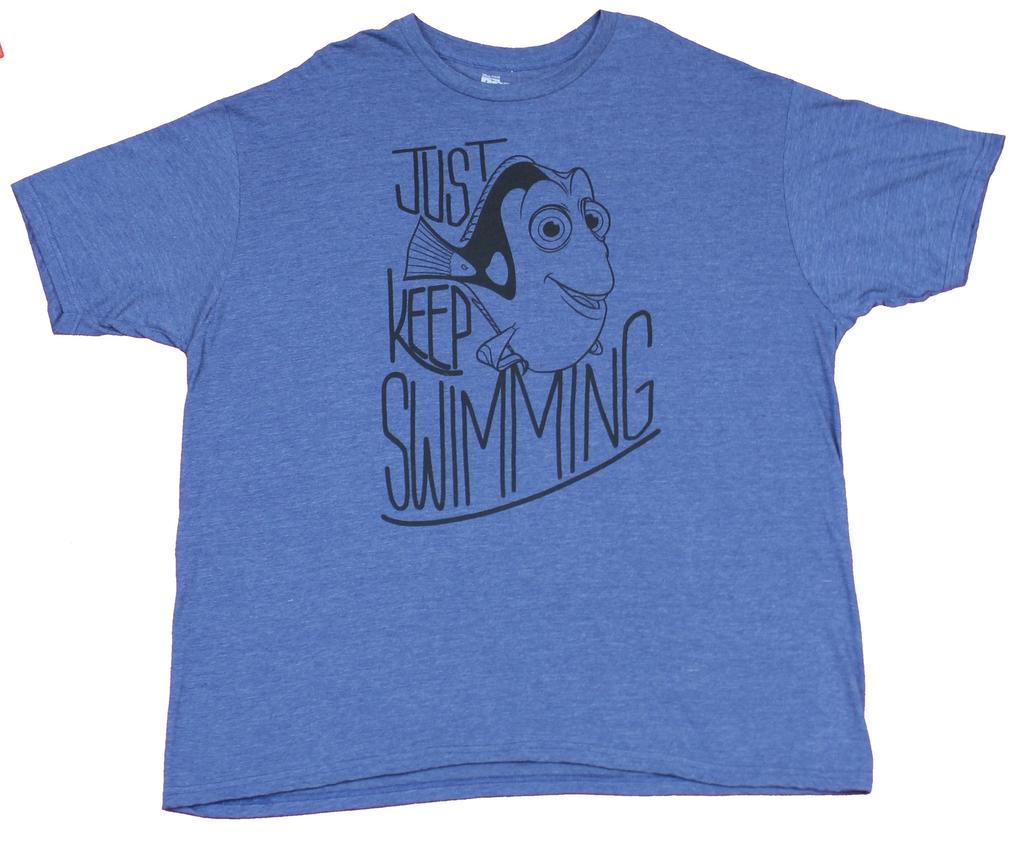 Finding Nemo Mens T-shirt Dory Just Keep Swimming Word