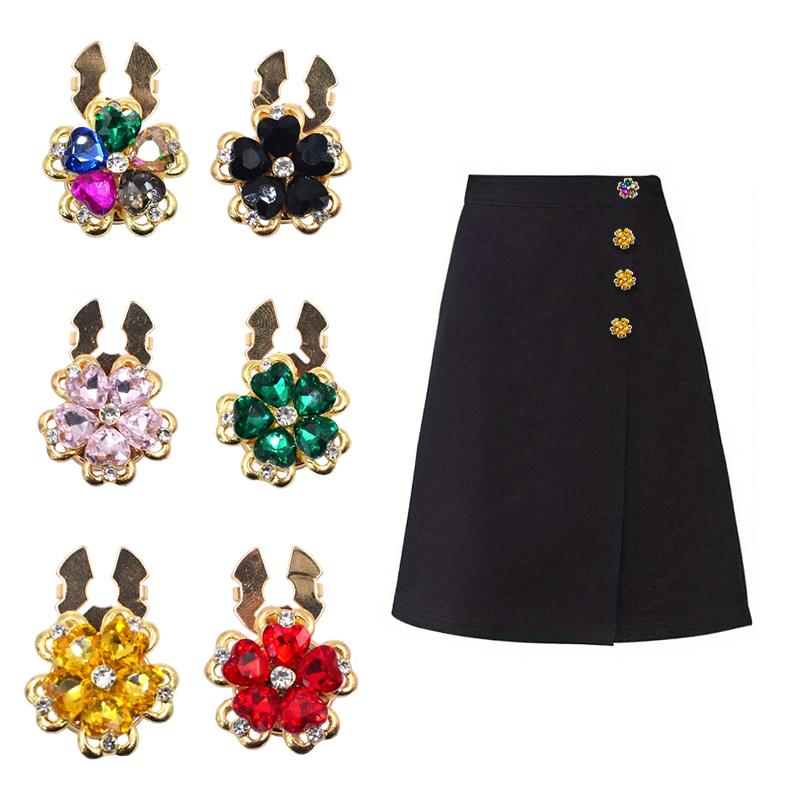 Women Flower Rhinestone Button Cover Floral Exquisite Design Brooch DIY Button Decoration Clothing Decoration 26x17mm