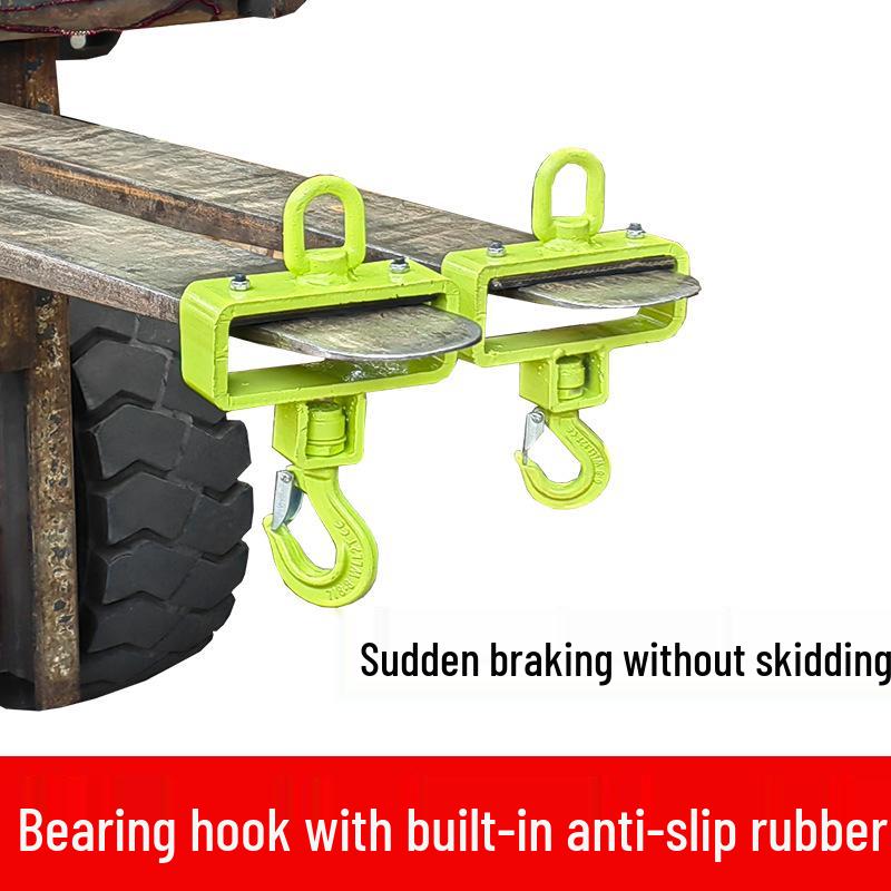 Forklift-Specific Anti-Slip Lifting Hook with Rotating Bearing Jib Attachment