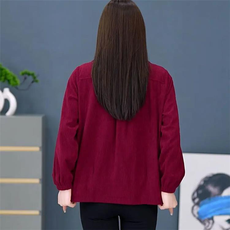 Mom's Premium Corduroy Jacket: Versatile, Loose-Fit Casual Top for Middle-Aged and Elderly Women - Spring and Autumn Wear
