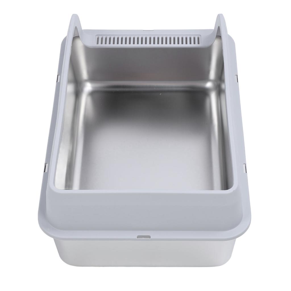 Stainless Steel Cat Litter Box Sturdy Easy To Clean Anti Splashing High Sided Metal Kitty Litter Tray with Scoop for