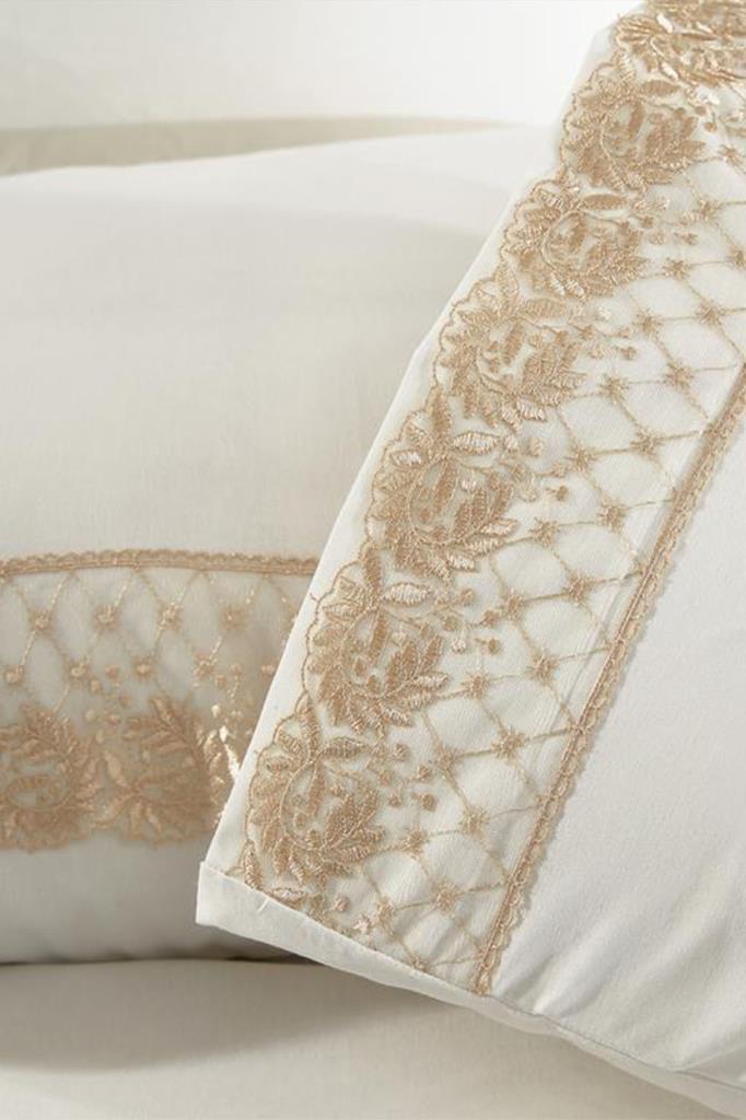 Suzan Juego de Funda Nórdica 6 Piezas, Funda Nórdica 200x220, Sábana 240x260 Tejido Jacquard, Tamaño Completo, Doble Tamaño Crema Capuchino