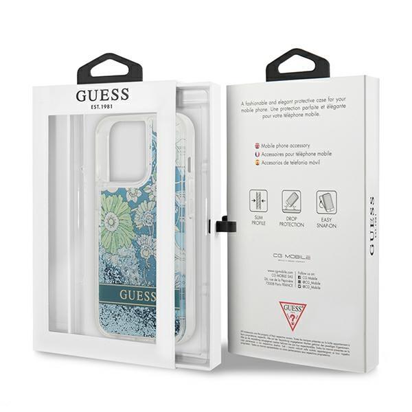 Guess Guhcp13Llflsn Iphone 13 Pro / 13 6,1 Zielony/Green Hardcase Flower Liquid Glitter