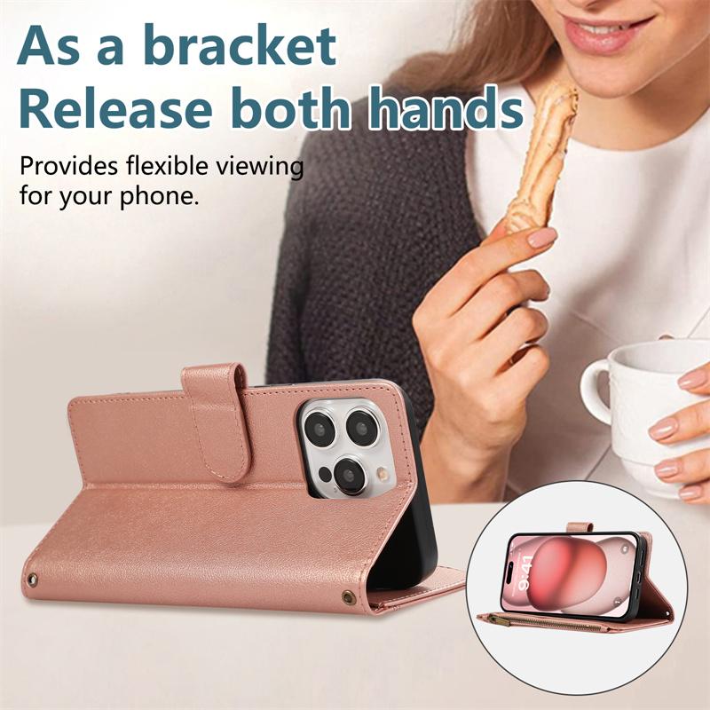 Crossbody Wrist Strap Leather Phone Case for IPhone 13 12 Mini 16 15 14 11 Pro Max XS X XR 8 Plus Wallet with Card Holder Cover