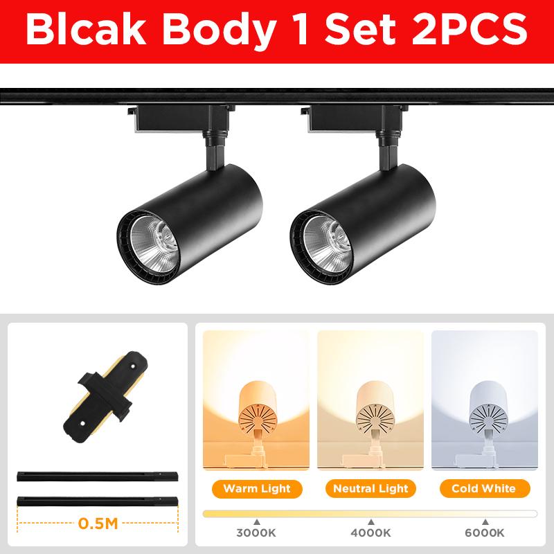Whole-Set Led Track Light Spotlights 220V COB Track Lamp 12W 20W 30W 40W Spot Led Rail Lighting For Shop Living Room Lamp