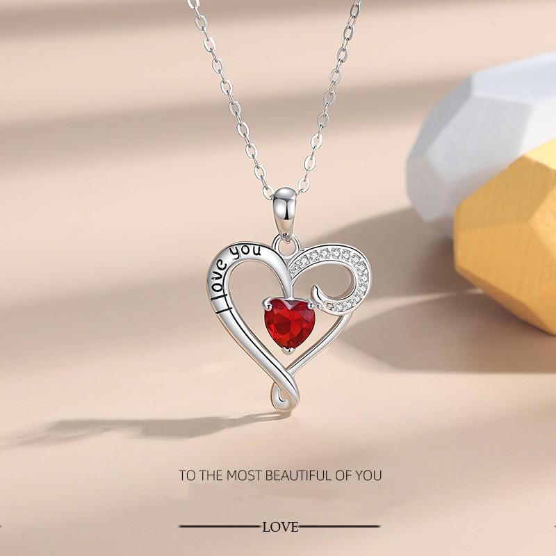 Sterling Silver Peach Heart Love Necklace, Small Market, European and American Ins Style Collar Chain, Female Necklace