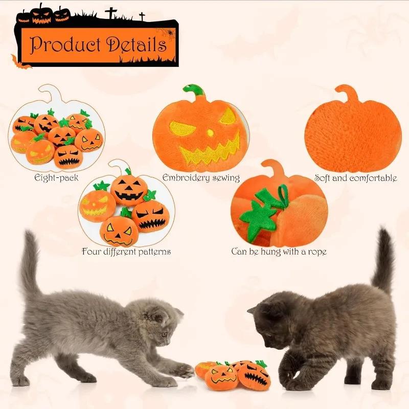 Halloween Cat Toys Large Cute Pumpkin Ghost Face Interactivity Plush Dog Toys Soft Durable Teething Cleaning Teeth Pet Supplies