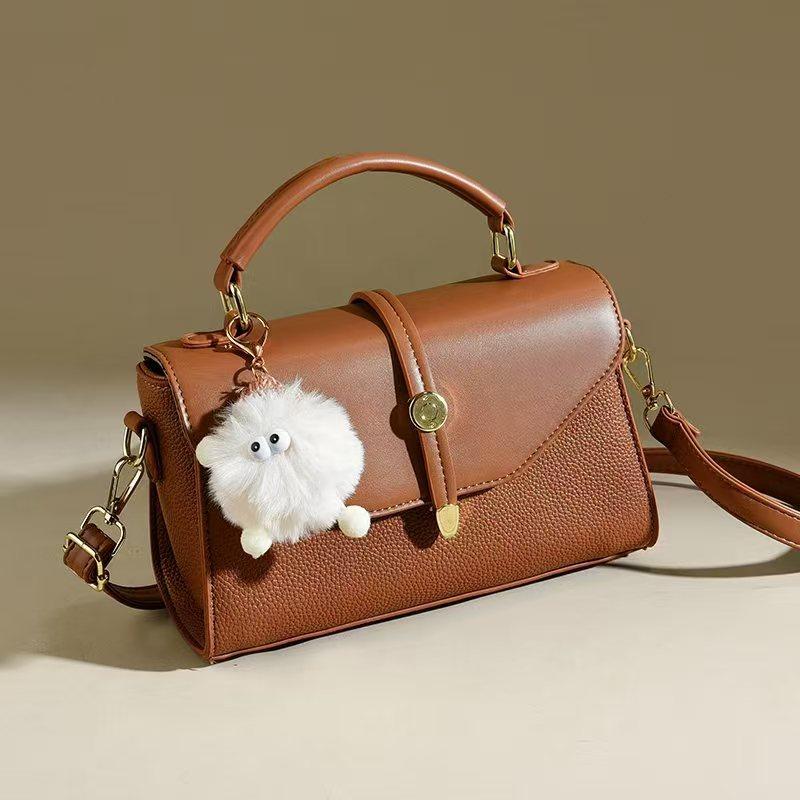 Doll Pendant Handbag Women's and Women's New Small Square Bag Fashionable Versatile Shoulder Messenger Bag