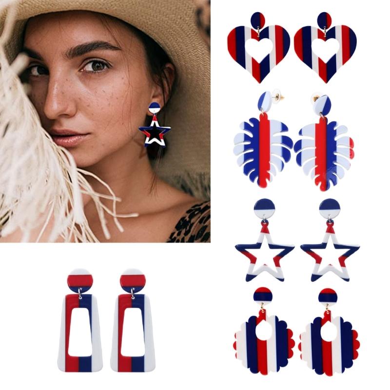 1 Pair Independence Day Earrings American Fourth of July  Clay Stud Patriotic Fashion Earrings Jewelry for Girls