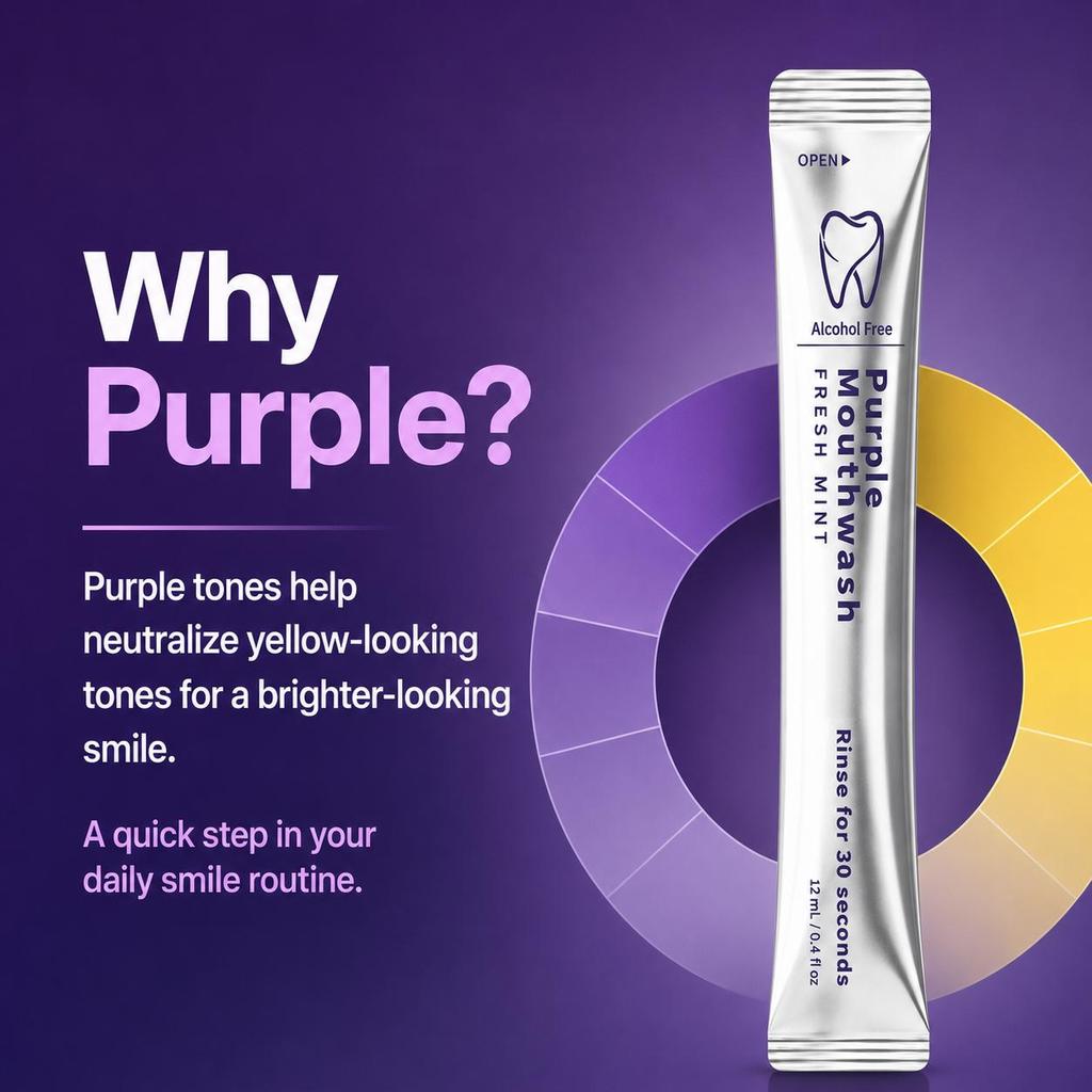 Purple Mouthwash Single-Use Sachets, Fresh Mint, Alcohol-Free