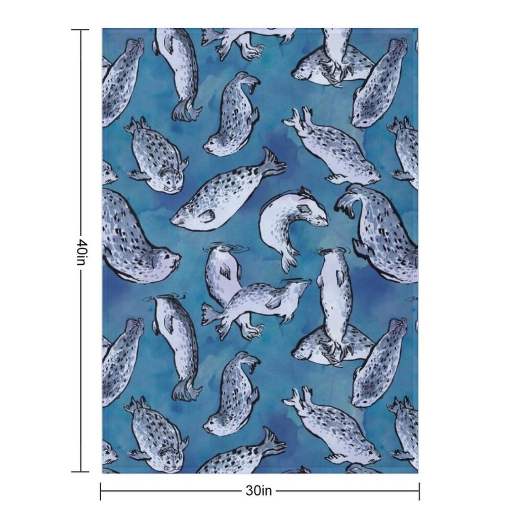 Harbor Seal Pattern Throw Blanket Halloween Comforter Softest Hairy Blankets