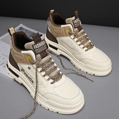 Fashion Men's Casual Shoes Ankle Boots Leather Shoes Round Toe Fashion Safety Shoes Hiking Boots High-top Shoes Non-slip Shoes