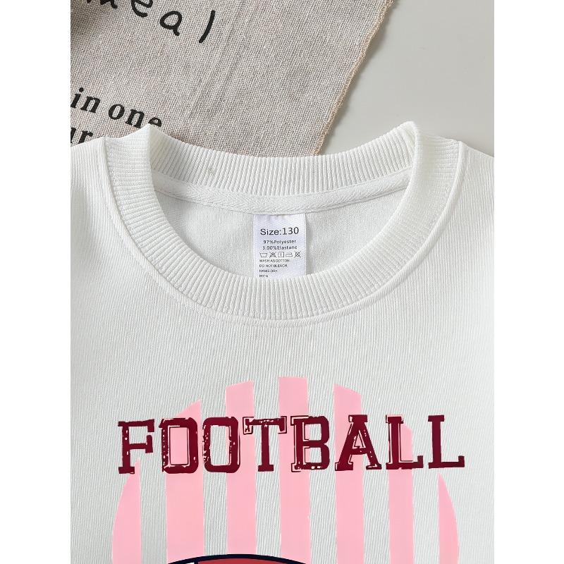 Girls' Long-sleeve Sweatshirt with Round Neck and Printed DesignFootball Print Desig Suitable for Spring and Autumn, Fashionable and Casual
