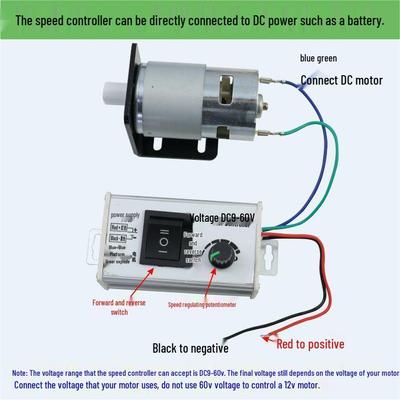 775 Brushed DC Motor Reversible Speed Controller, DC12-24V, 895 RPM, Stepless Adjustment