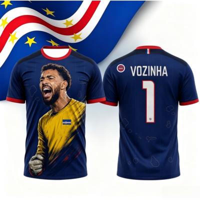 2026 Cape Verde Vozinha Print Football Jerseys For Men Summer Quick Dry Breathable Sports Short Sleeve Football Training Uniform