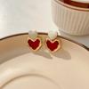 Red Heart Drop Earrings for Woman Korean Trendy Unusual Statement Earrings Party Girls Wedding Jewelry Accessories